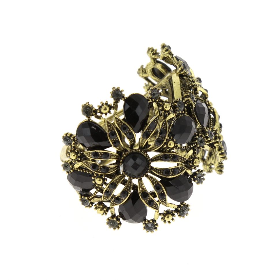 6027 flower rhinestone cuff bracelet