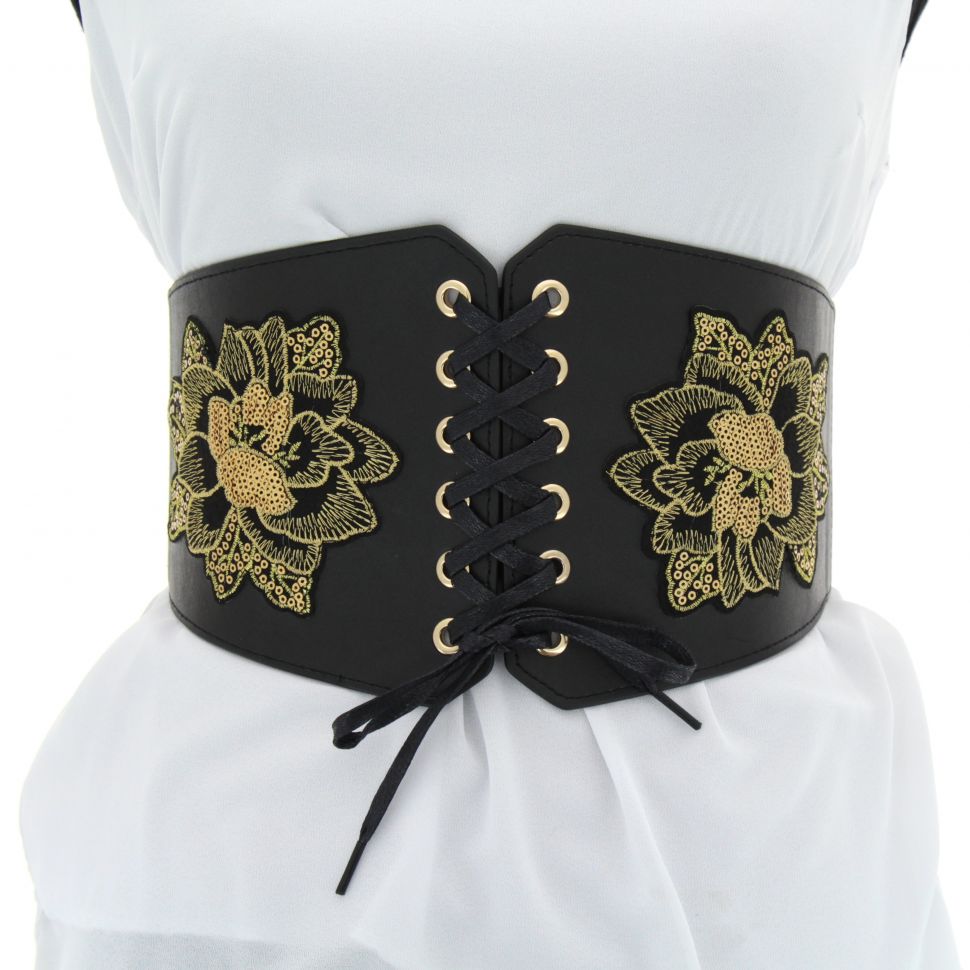 wholesaler Embroidered Wide Waist Elasticated Woman Corset Belt, KELIA