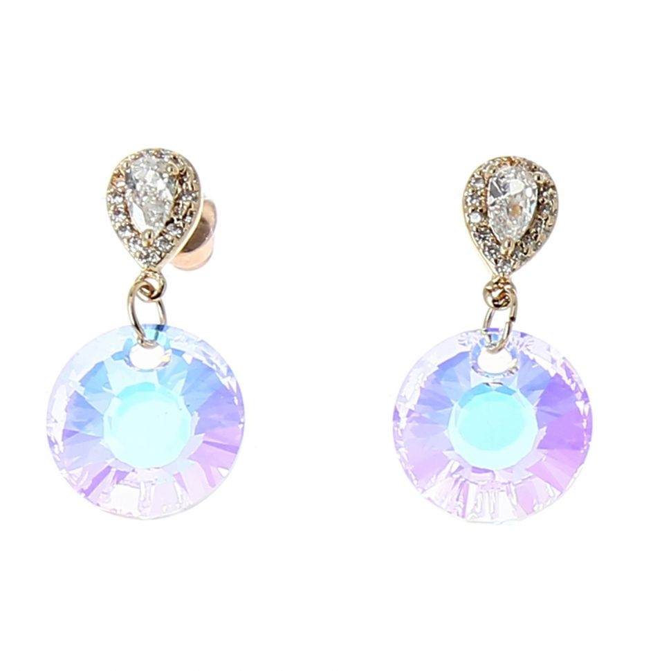 Boucles d'oreilles femme Cristal de Zirconium Swarovski doré à l'O, ISABELLE Boucles d'oreilles femme Cristal de Zirconium Swarovski doré à l'O, ISABELLE